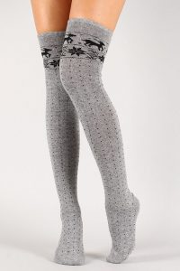 Reindeer Print Thigh High Socks in 2020 | Thigh high socks .