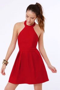 Floating on Flare Red Halter Dress | Red halter dress, Red dresses .