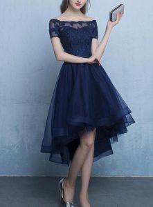 Navy Blue Cute Lace-up Prom Dress 2019, Lovely Party Dress, Blue .