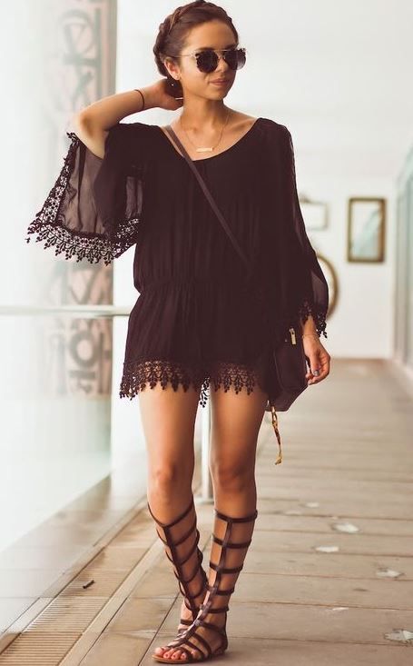 This outfit looks so cute with these gladiator sandals .