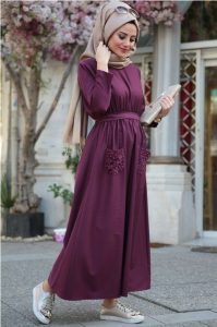 maroon maxi dress hijab style – Just Trendy Gir