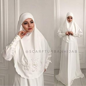 Amazon.com: Muslim wedding dress with khimar, bridal hijab, hikkah .