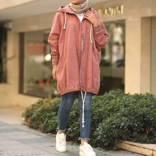 Oversized parka jackets and cardigans hijab looks – Just Trendy .