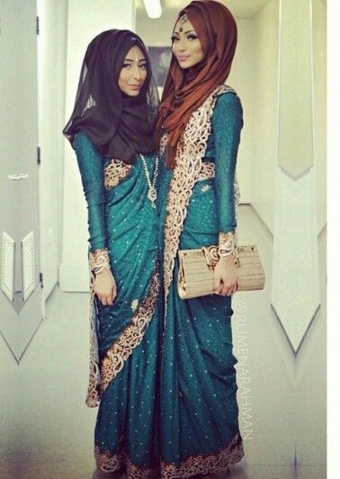 Modest Saree Styles-15 Latest Saree Designs For Muslim Women .