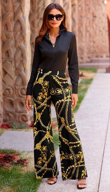 Baroque and Chain Print Palazzo Pant | Today's Fashion Item .