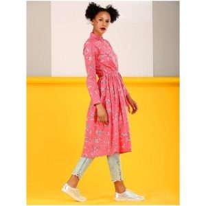 Buy Pink Cotton Printed Kurta With Light Blue Jeans And Casual .